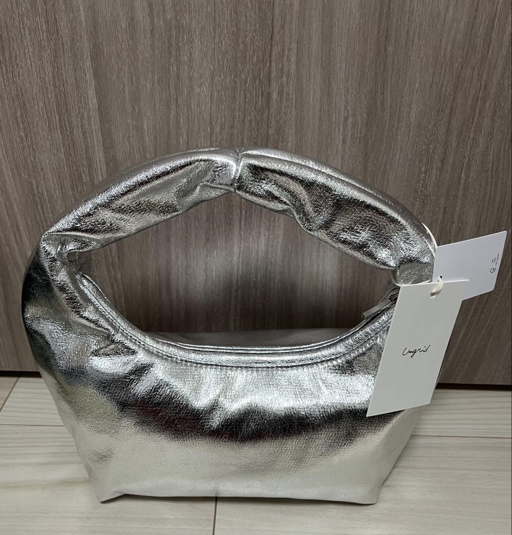 新品 ungrid アングリッド フェイクレザー ハンドバッグ シルバー