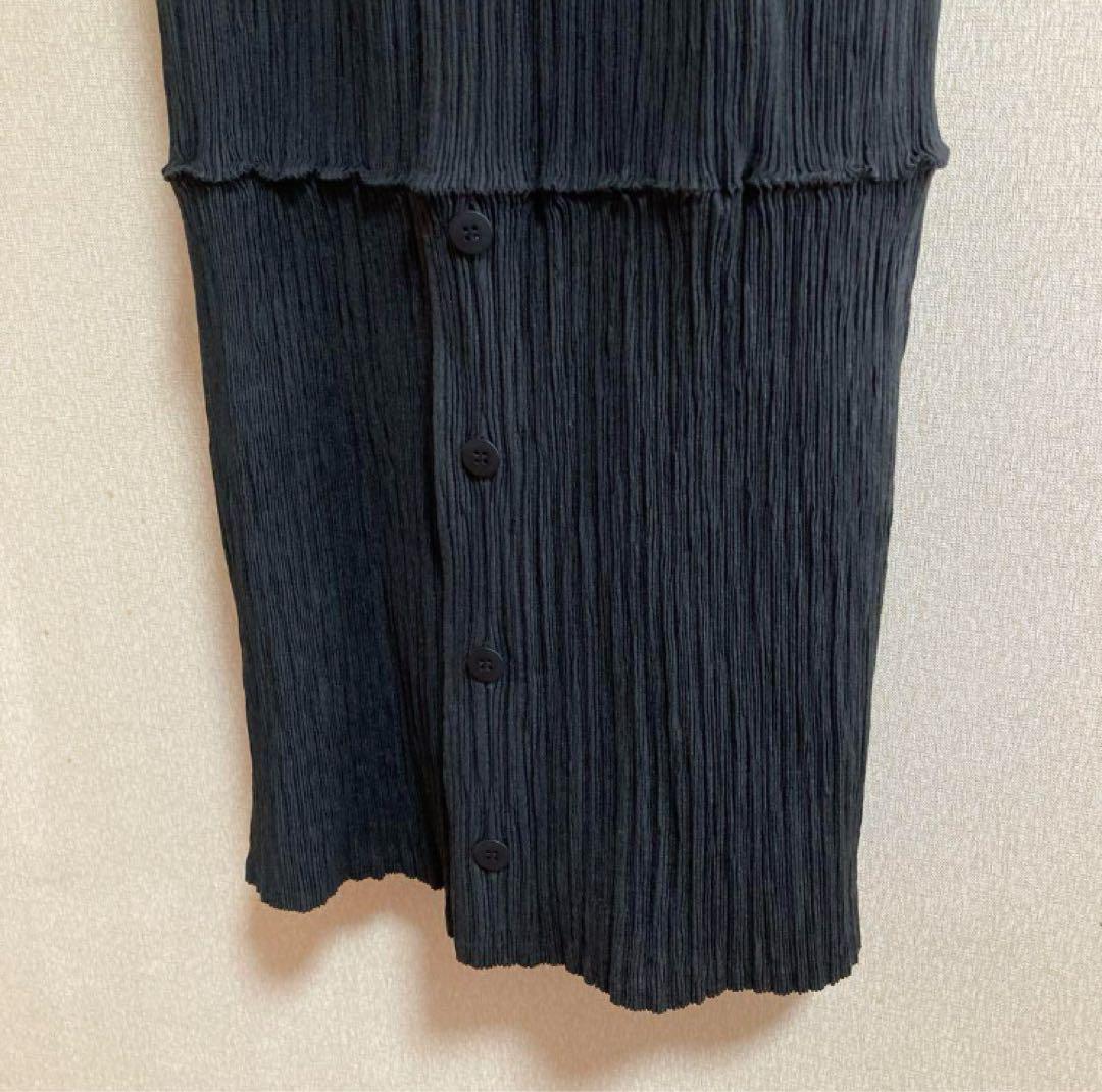 【美品】希少　黒　イッセイミヤケ　プリーツ　ワンピース　Mサイズ　黒　ロング