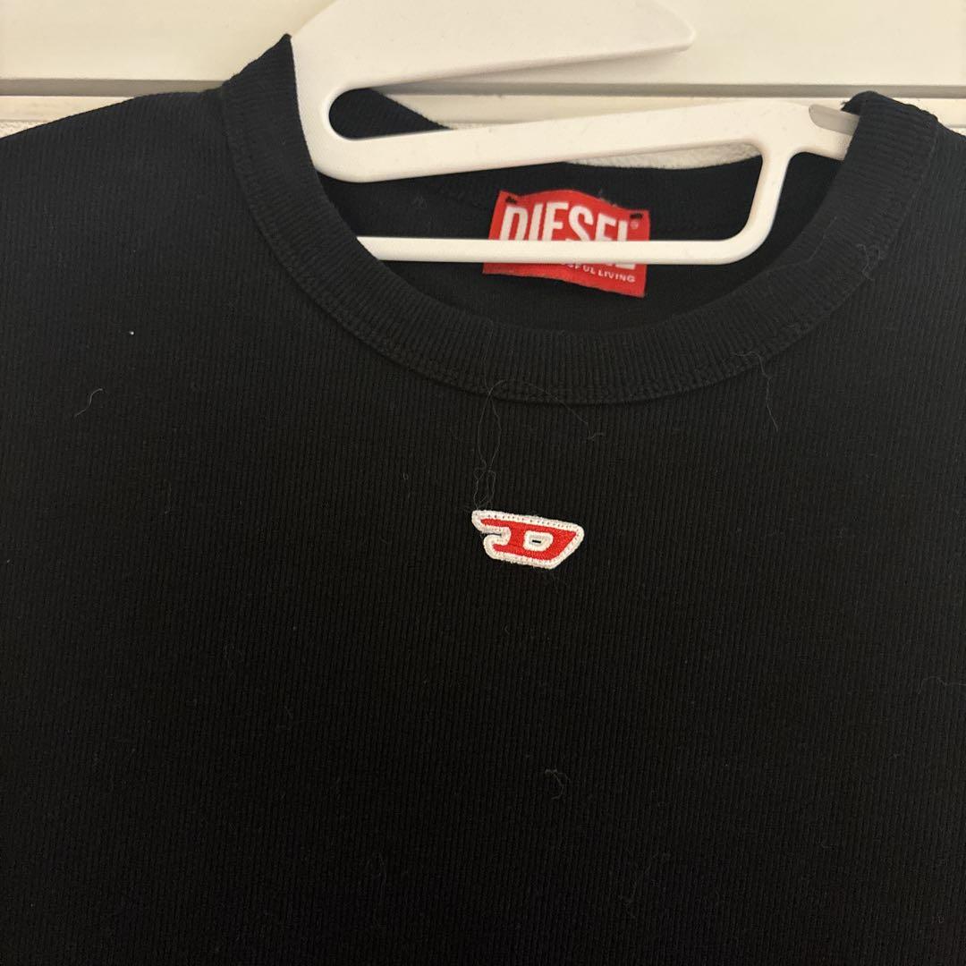 ディーゼルロンT カットソーTシャツリブブラックロゴ