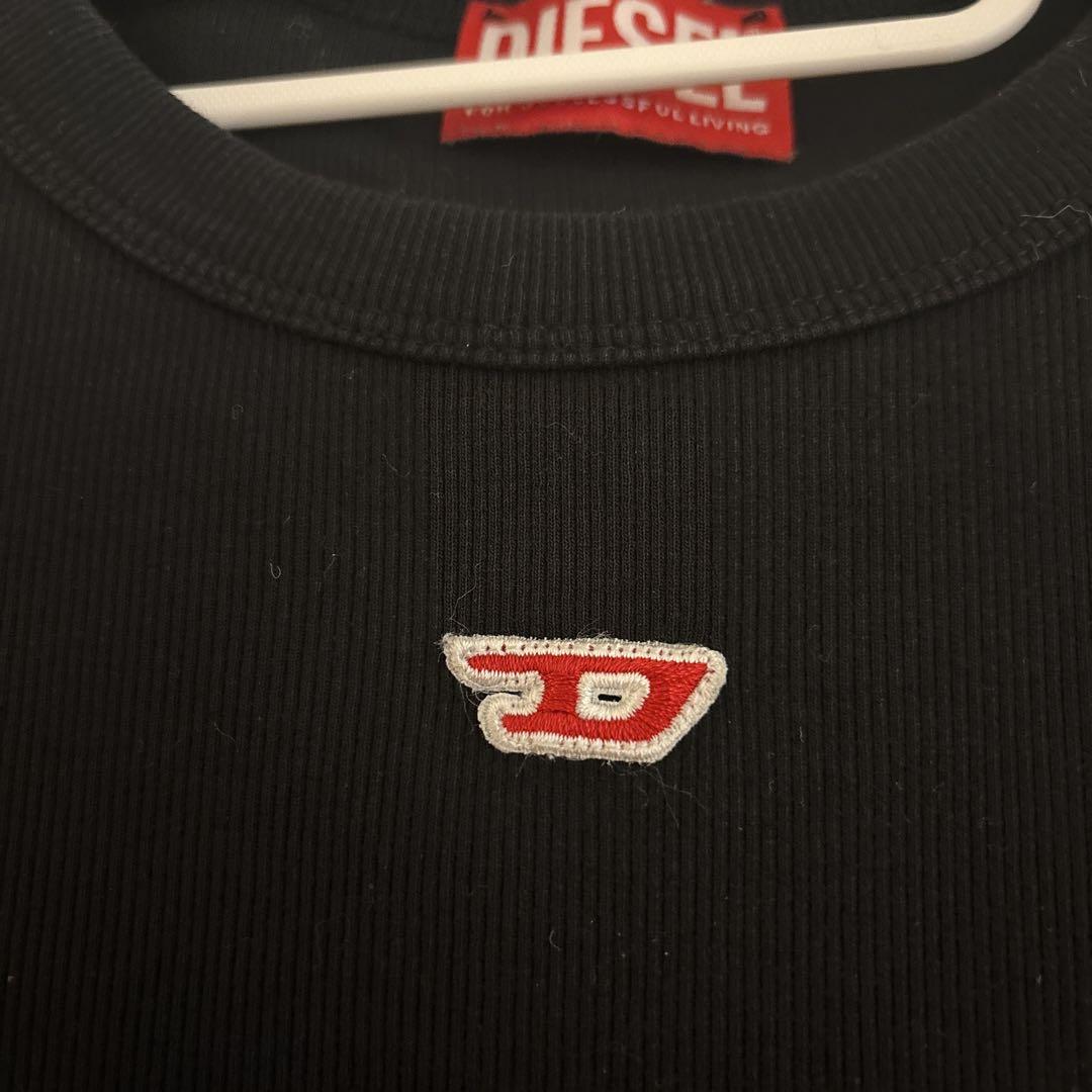 カットソーTシャツリブブラックロゴ