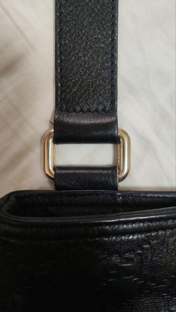 グッチ【GUCCI】グッチシマレザーショルダーバッグ　ブラック【中古】
