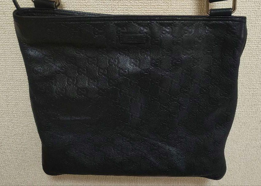 グッチ【GUCCI】グッチシマレザーショルダーバッグ　ブラック【中古】