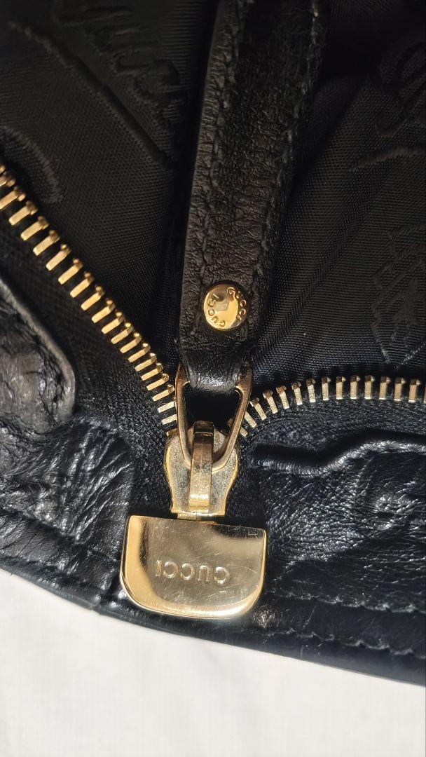 グッチ【GUCCI】グッチシマレザーショルダーバッグ　ブラック【中古】