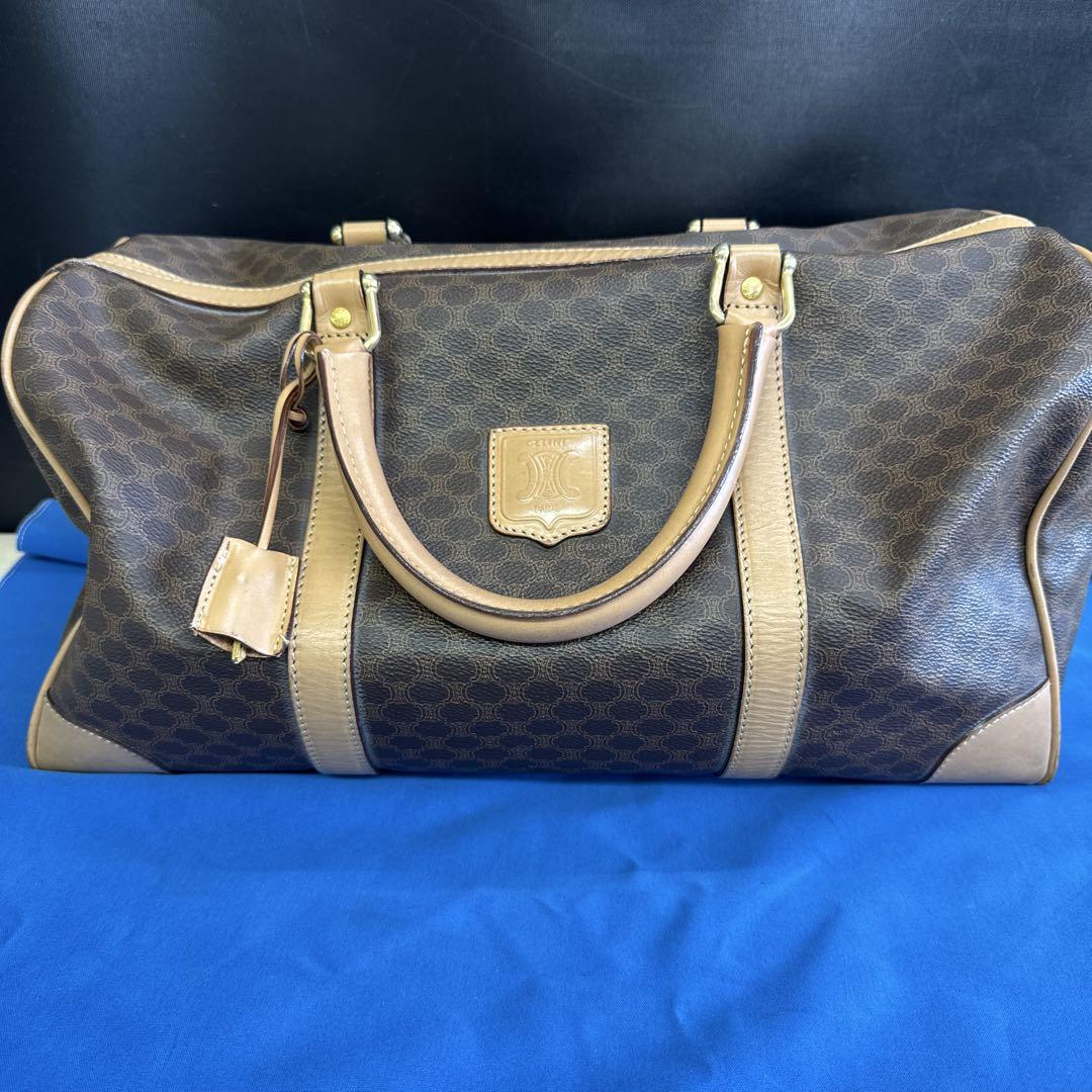 CELINE オールドセリーヌマカダム柄デザインロゴボストンバッグ