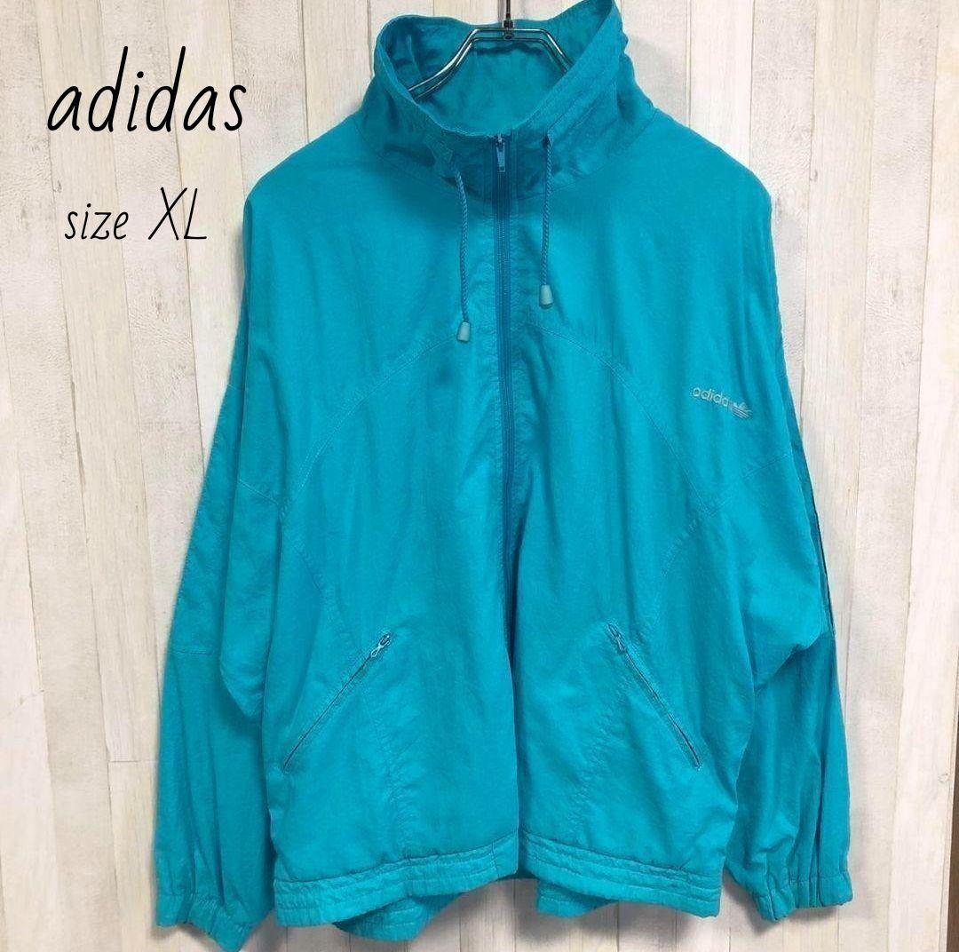 アディダス☆トレフォイル　刺繍　ナイロンジャケット　adidas　2XL 90s