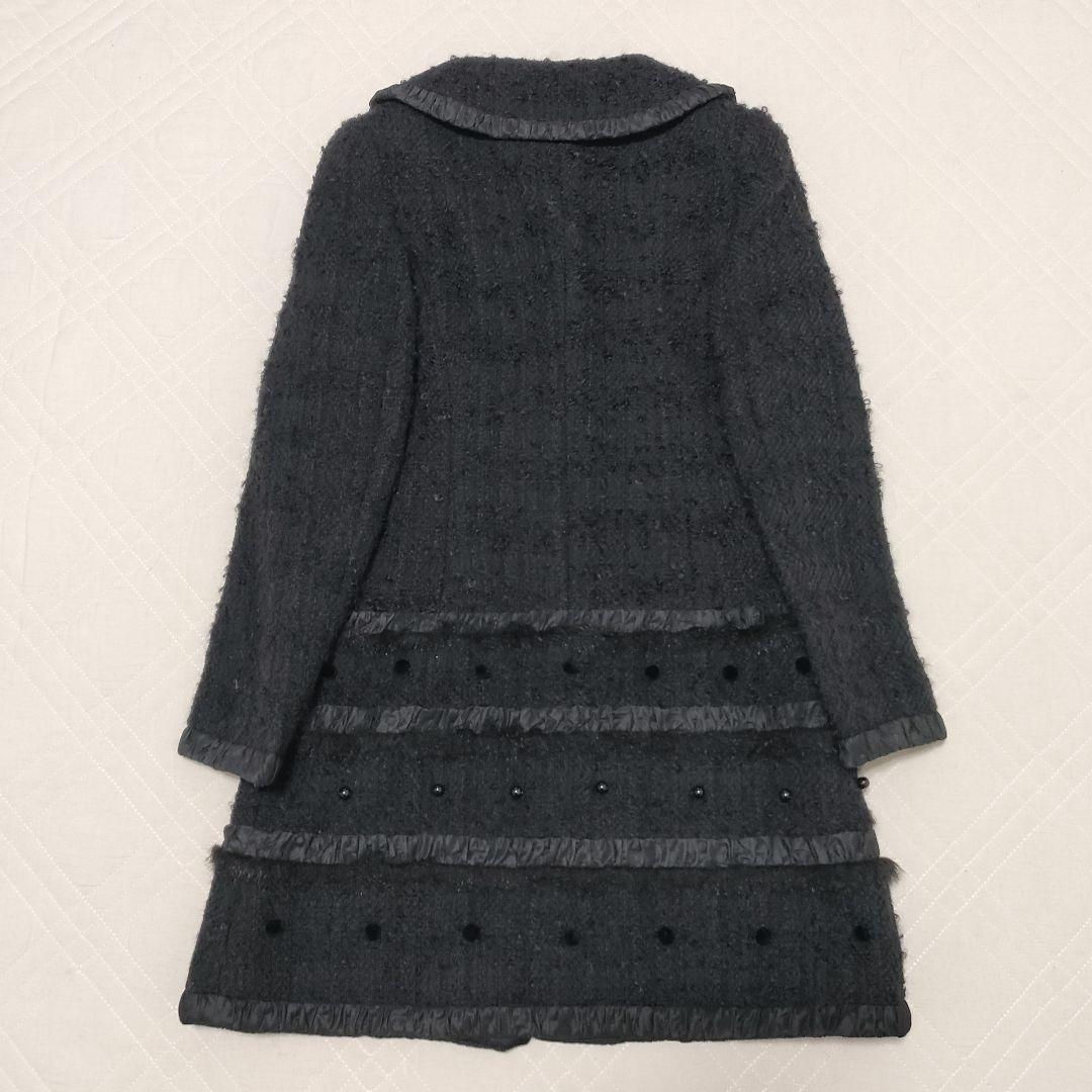 Rene ルネ ツイードロングコート アウター 黒 34 S