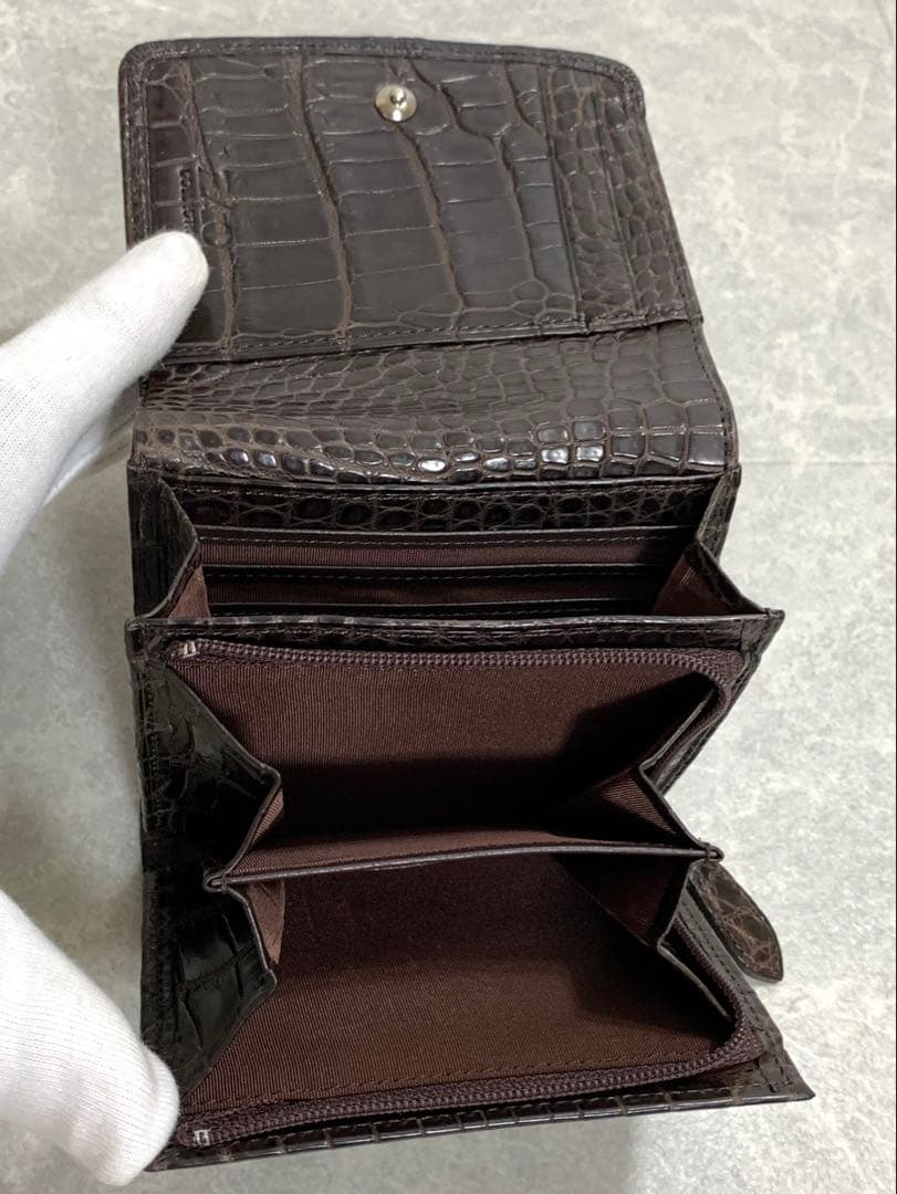 ZAO ダークブラウン 二つ折り財布 マットジャムクロコサイミンセス JRA