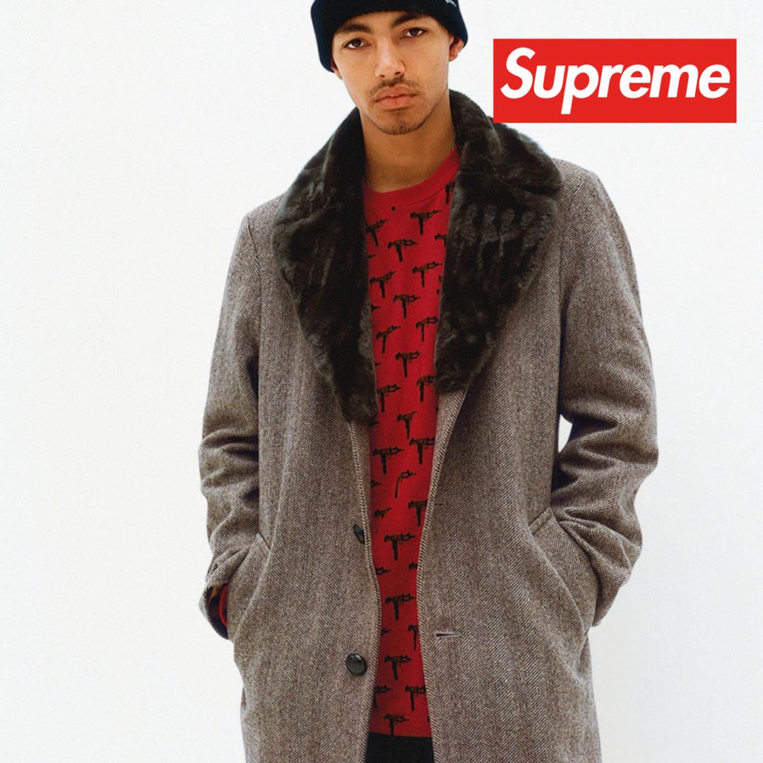supreme Fur Collar Tweed Coat 15aw コート