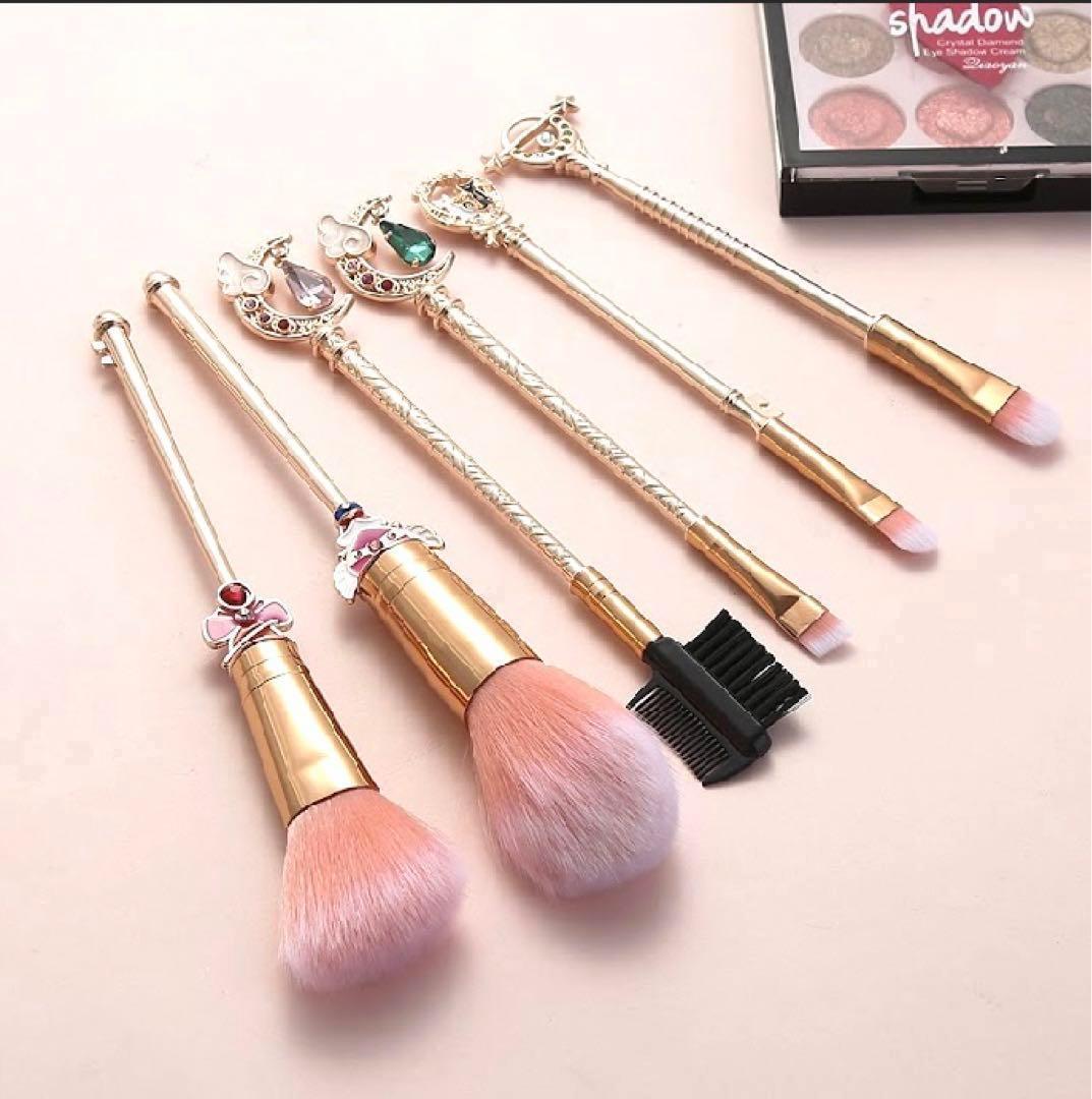 【新品★海外輸入品】ふわっふゎ♡ キラキラ☆ フェイス メイク ブラシ 5pc 6種類セット】夢可愛い 化粧ブラシ メイクブラシ キラキラ
