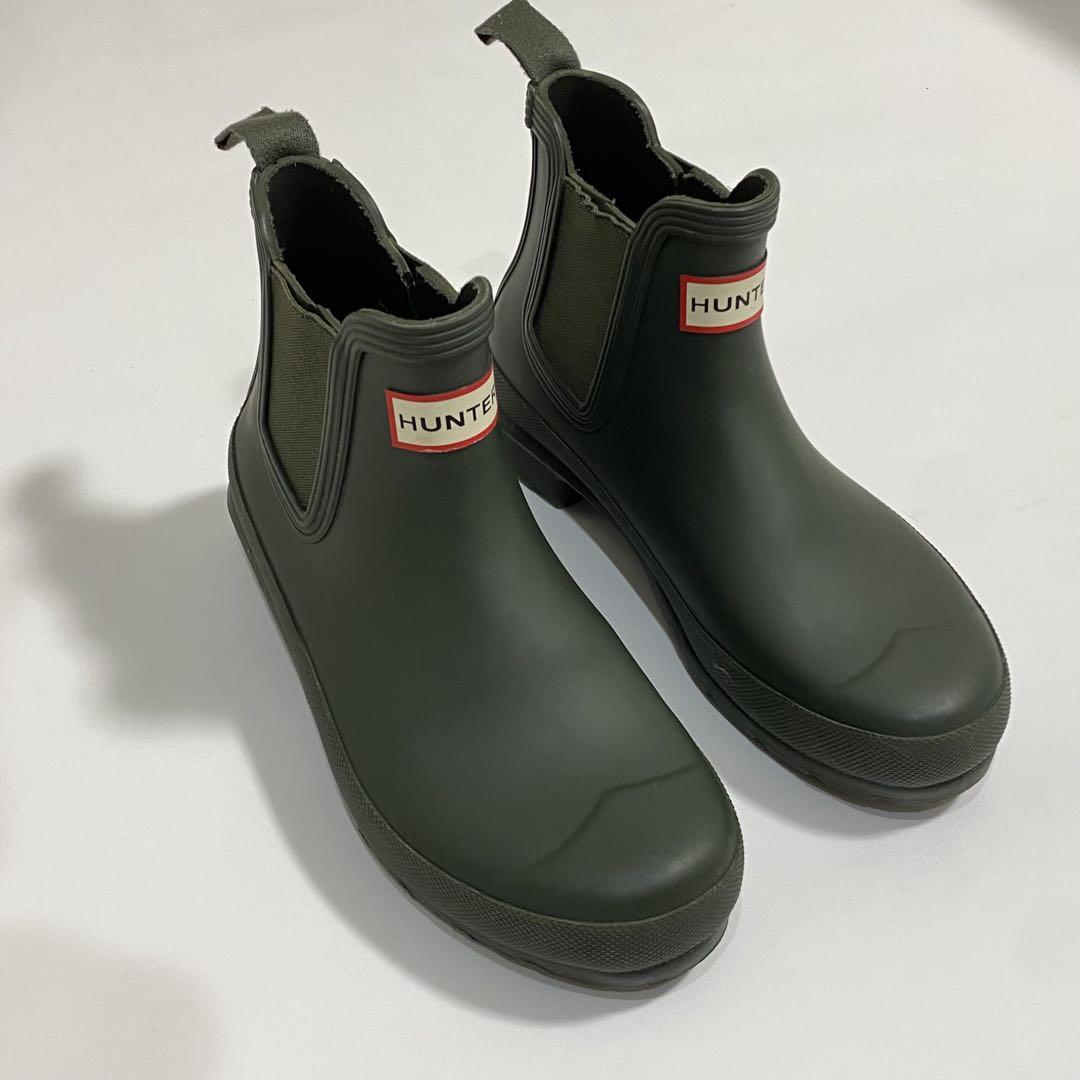 HUNTER オリーブグリーン ショートブーツ 緑