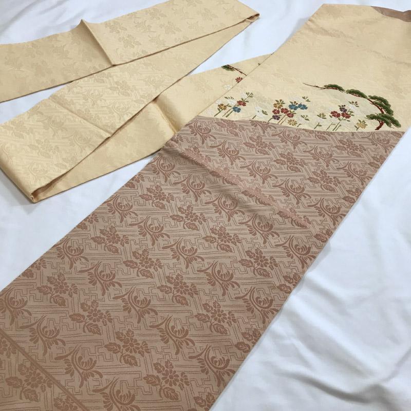 100%新品 111mn2 松 花 美品 RZcte-m19026274448 切り替わり 金糸 名古屋帯 NEW通販