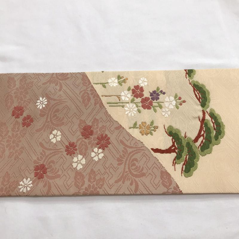 100%新品 111mn2 松 花 美品 RZcte-m19026274448 切り替わり 金糸 名古屋帯 NEW通販