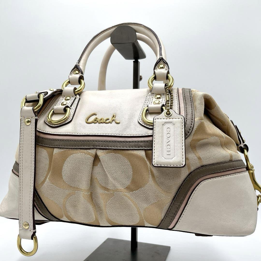 美品 COACH 2WAY アシュレイ シグネチャー ハンド ショルダー t5
