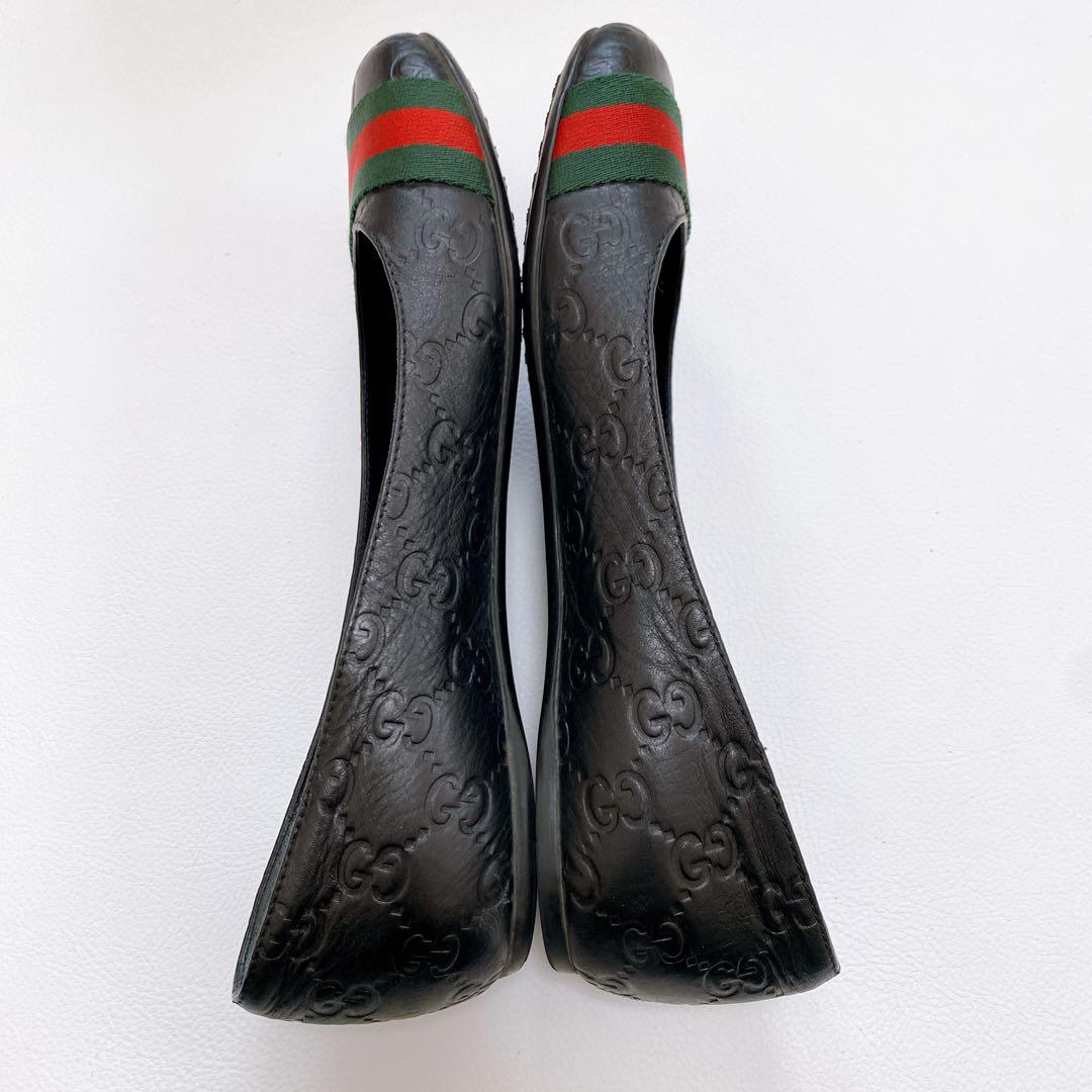 正規品 美品 GUCCI グッチシマ　シェリーライン　フラットパンプス 黒