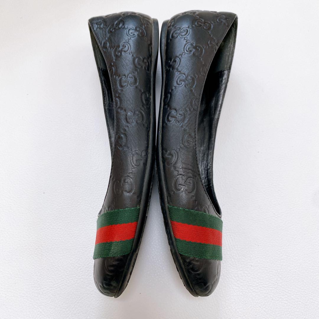正規品 美品 GUCCI グッチシマ　シェリーライン　フラットパンプス 黒