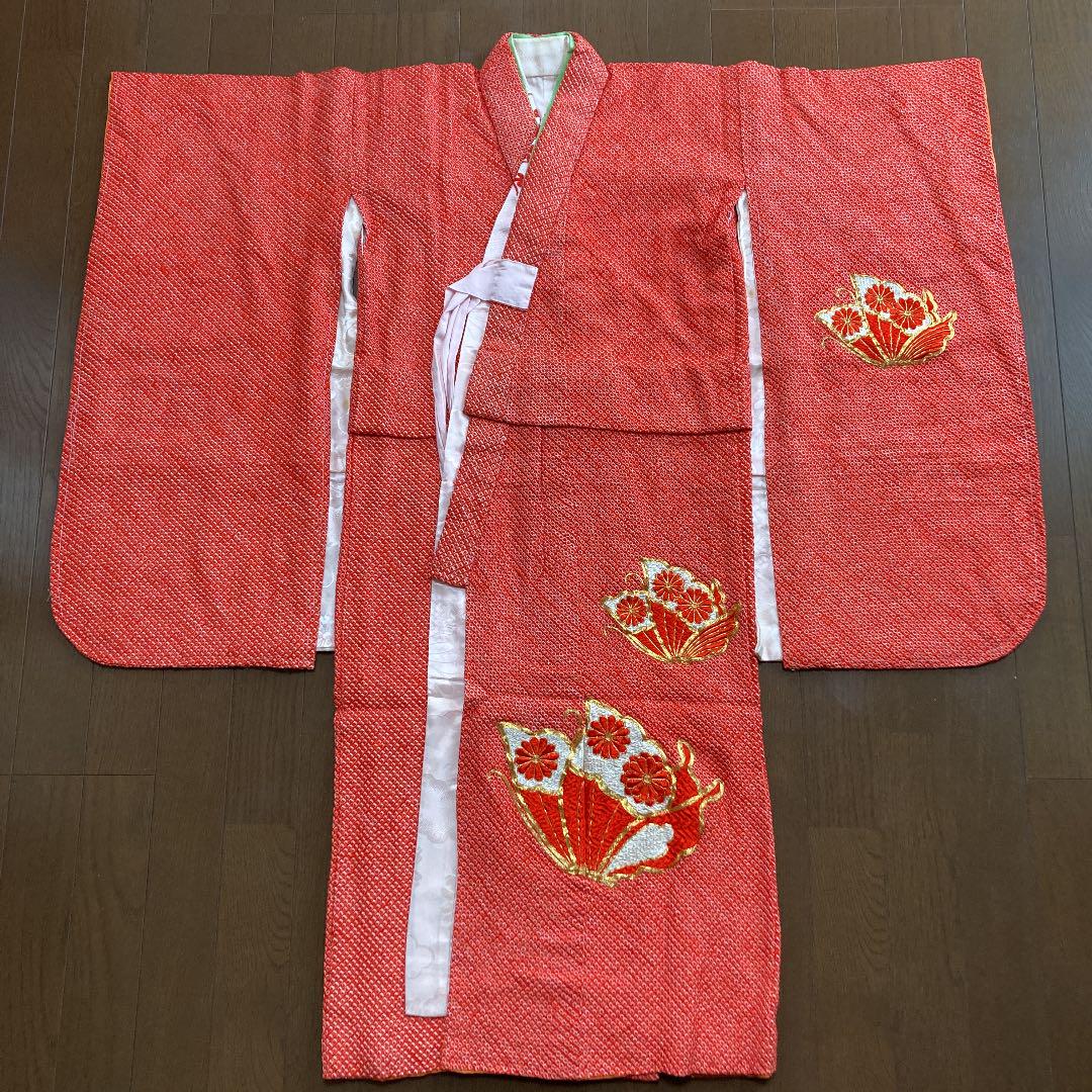 七五三　着物　5〜7歳用　ハンドメイド　総絞り　赤