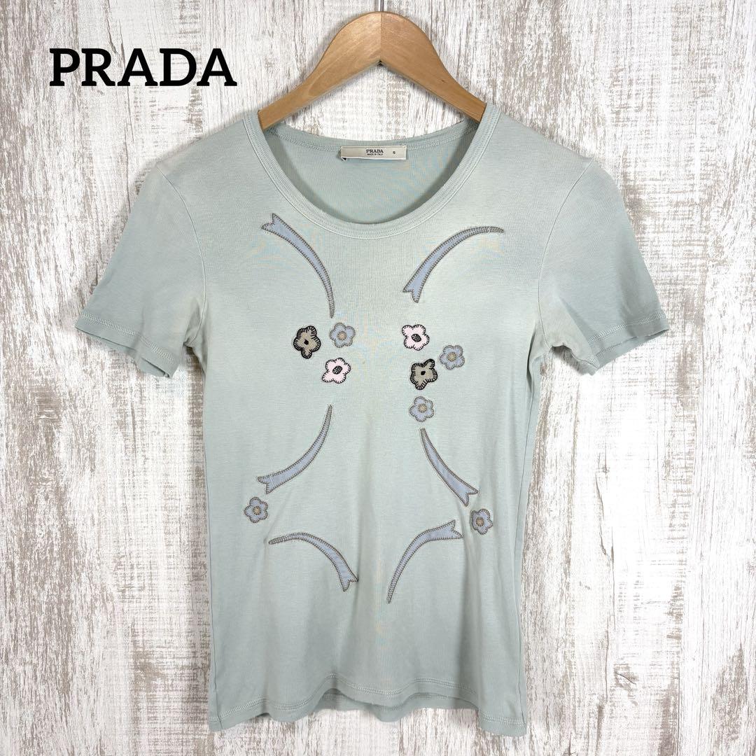 【お気にいる】 PRADA プラダ 花柄 刺繍 Tシャツ 半袖 カットソー - メルカリ トップス