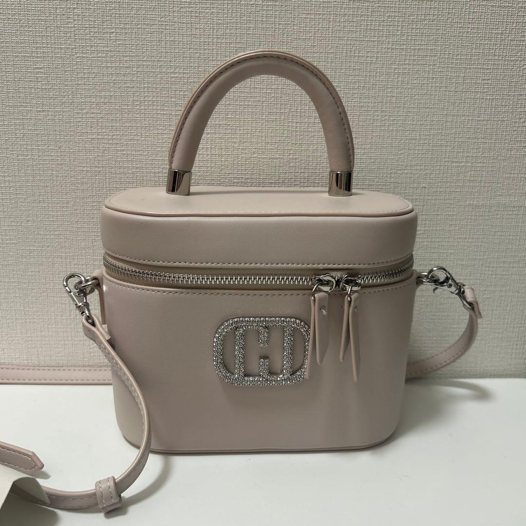 ビジュー付きライトピンクショルダーバッグ