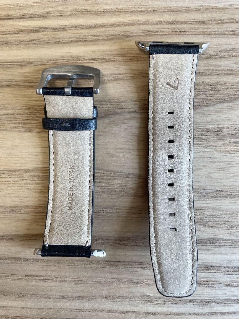 【土屋鞄】42-45mm オイルヌメ革 黒 レザーバンド Apple Watch