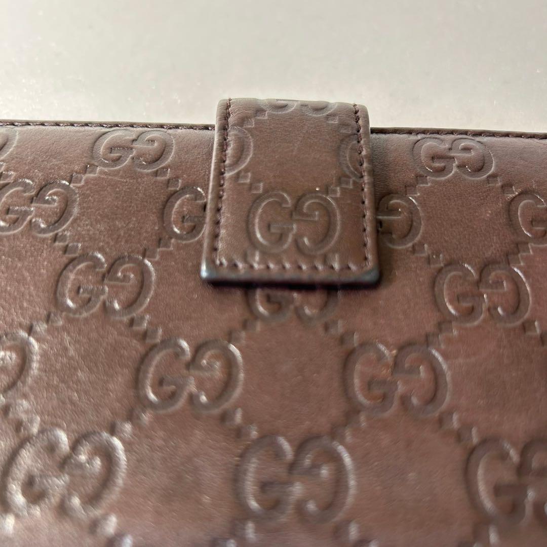 【美品】GUCCI グッチ　シマライン長財布　ブラウン　レザー