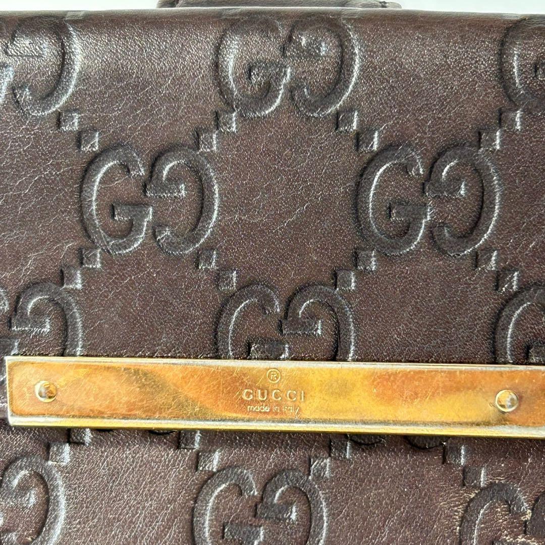 【美品】GUCCI グッチ　シマライン長財布　ブラウン　レザー
