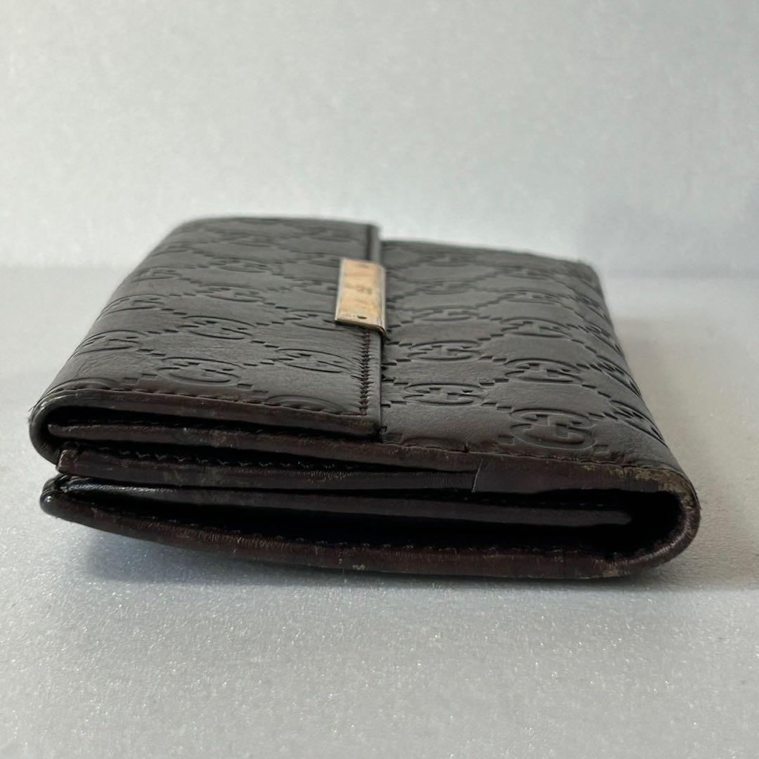 【美品】GUCCI グッチ　シマライン長財布　ブラウン　レザー