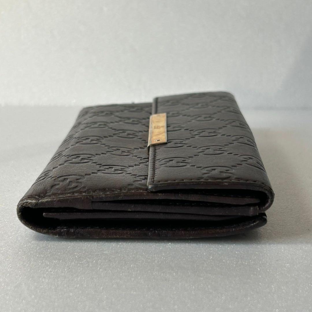 【美品】GUCCI グッチ　シマライン長財布　ブラウン　レザー