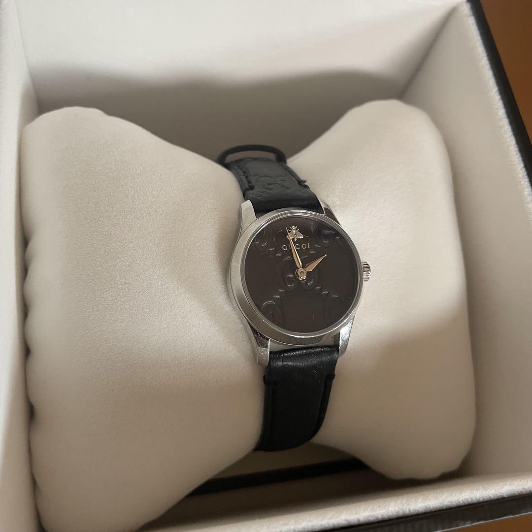 GUCCI ブラックレザー時計
