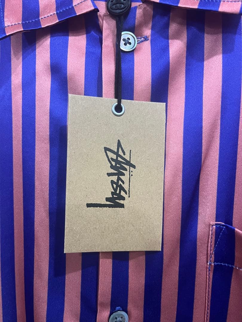未使用品 Stussy Striped Silk Shirt SIZE M 未使用品 Stussy Striped Silk Shirt SIZE M