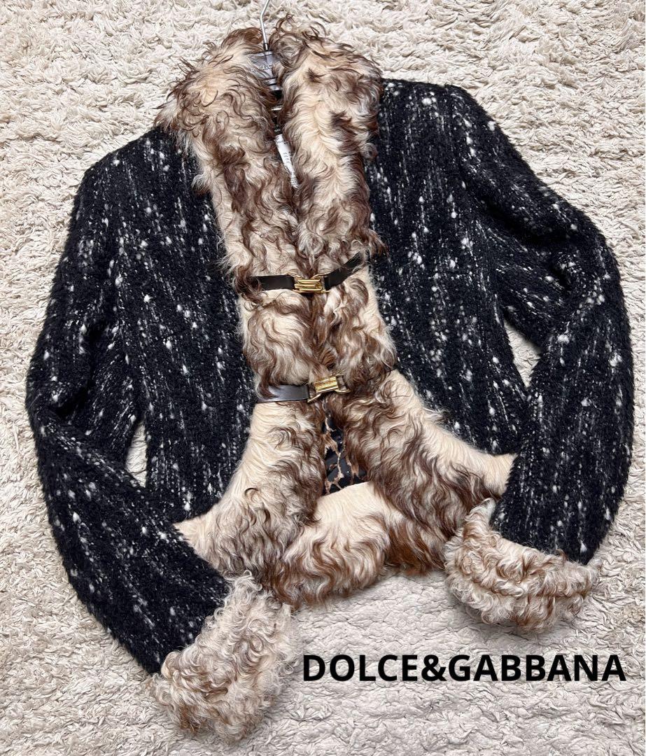 美品』DOLCE&GABBANA ファー付 ニット ジャケット 40 美品』DOLCE&GABBANA ファー付 ニット ジャケット 40