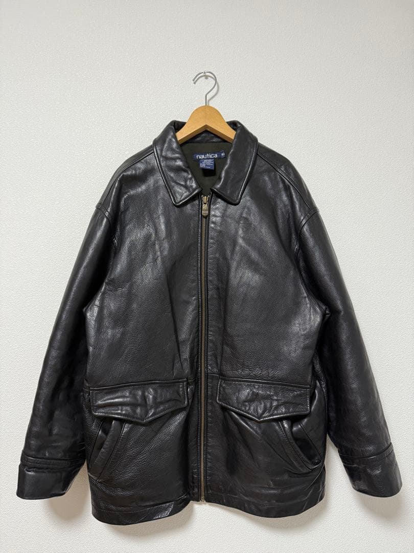 90s nautica ノーティカ　レザージャケット　カーコート