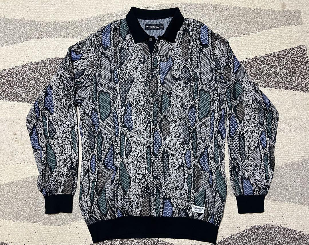 《即完売品》WACKO MARIA ワコマリア　パイソン　柄　ニットポロ　長袖