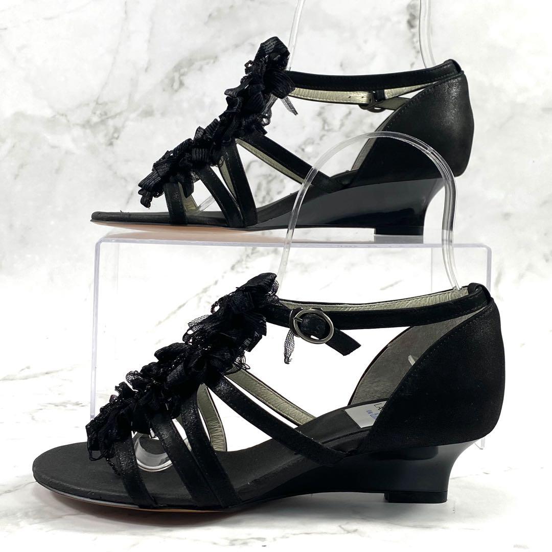 美品】 LANVIN オンブルー レースビジュー スウェードサンダル