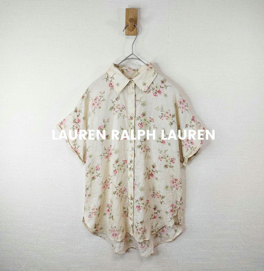 現行 LAUREN RALPH LAUREN 麻100% 花柄シャツ　XXS