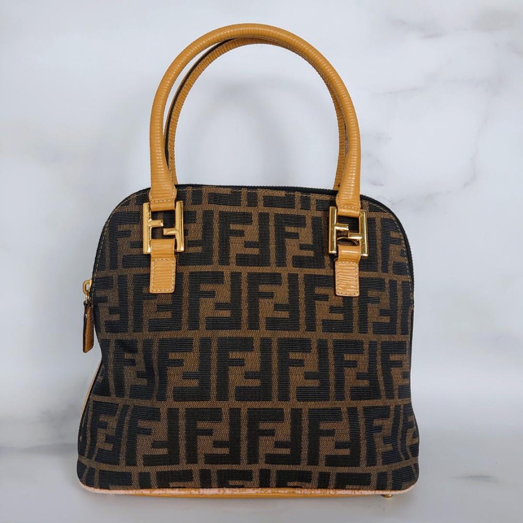 FENDI ズッカ柄 FF金具 2way ハンドバッグ ヴィンテージ ベージュ