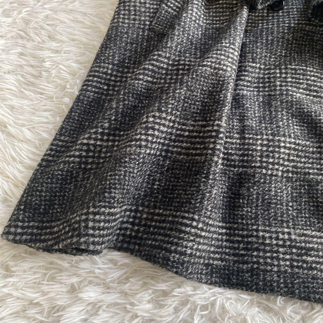 Spick and Span Wスライバーノーカラーチェックポンチョコート　M