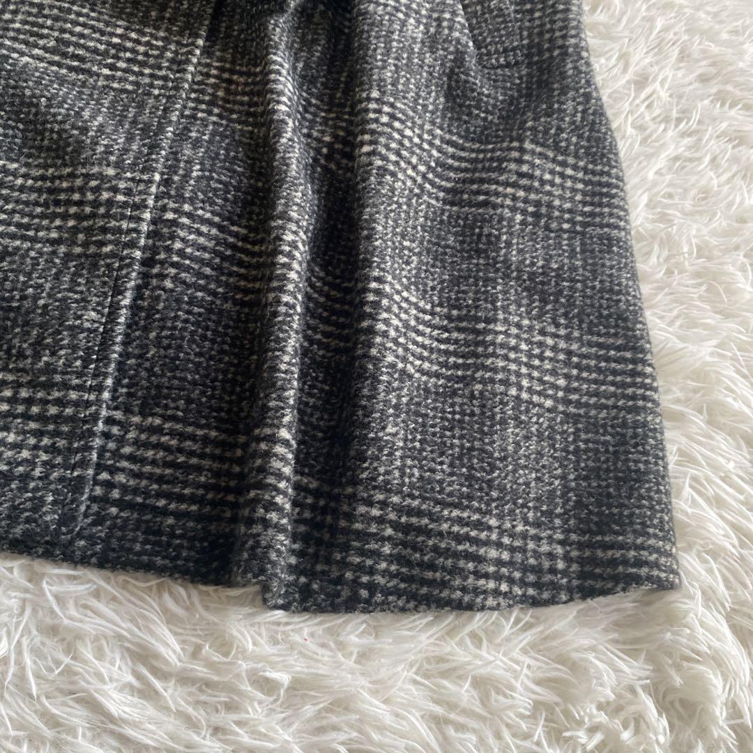 Spick and Span Wスライバーノーカラーチェックポンチョコート　M