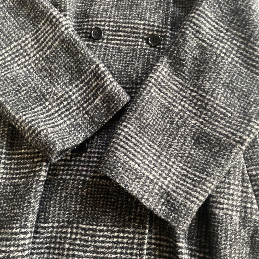 Spick and Span Wスライバーノーカラーチェックポンチョコート　M