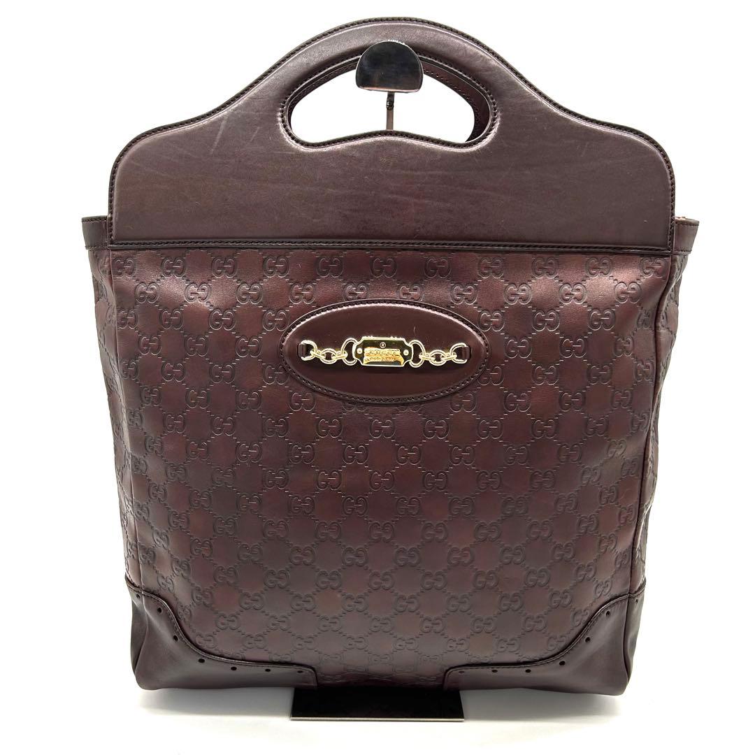 【希少 美品】グッチ トートバッグ ホースビット シマ オールレザー 保存袋付き