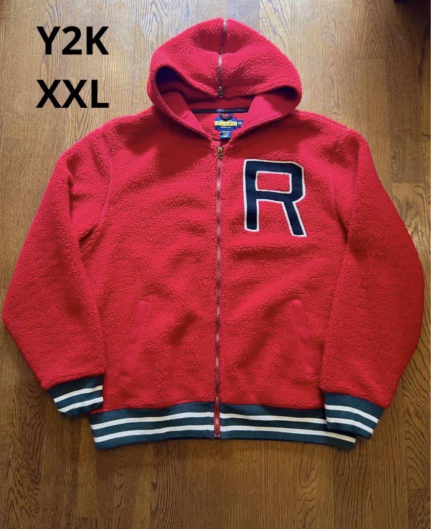 RUGBY Ralph Lauren フリース　フードスタジャン　赤　XXL