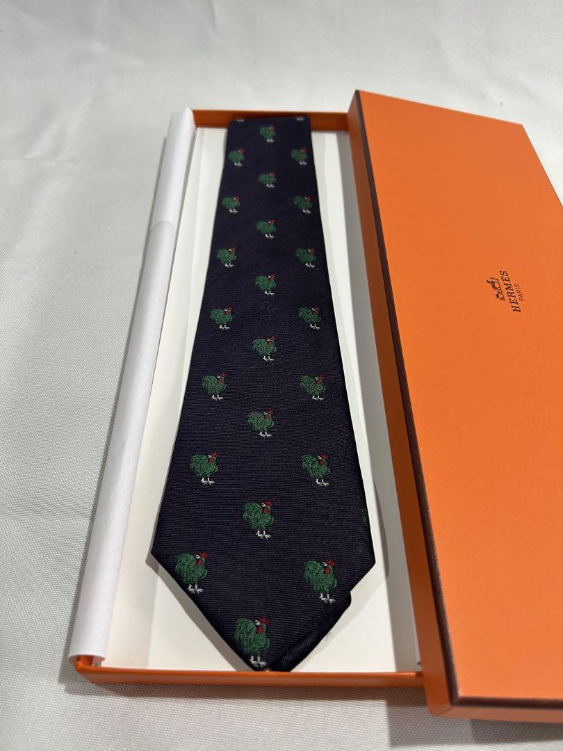 HERMES ネクタイ 鶏柄 箱付き
