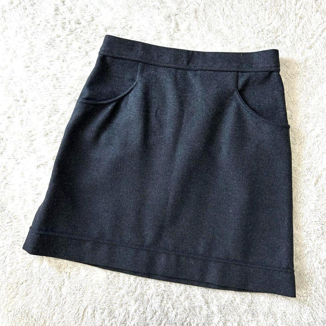 【極美品】シャネル ココボタン ウール アンゴラ 台形 膝丈スカート 44サイズ