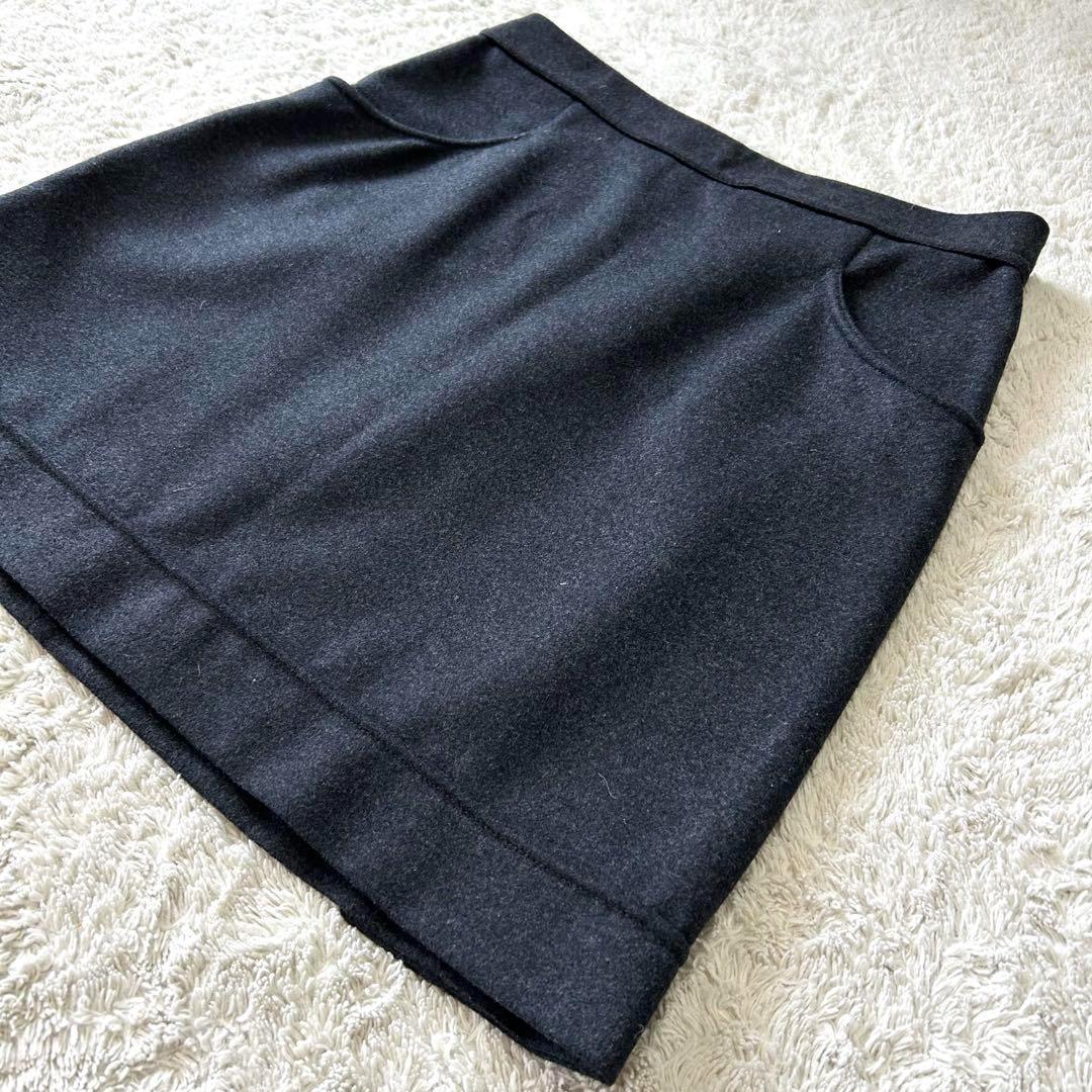 【極美品】シャネル ココボタン ウール アンゴラ 台形 膝丈スカート 44サイズ