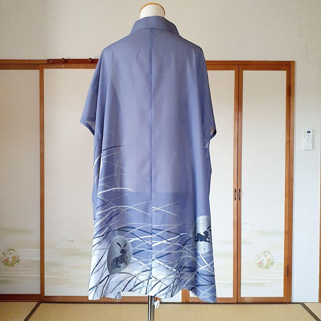 着物リメイク　呂の夏着物から、うさぎ柄が美しいボレロカーディガン