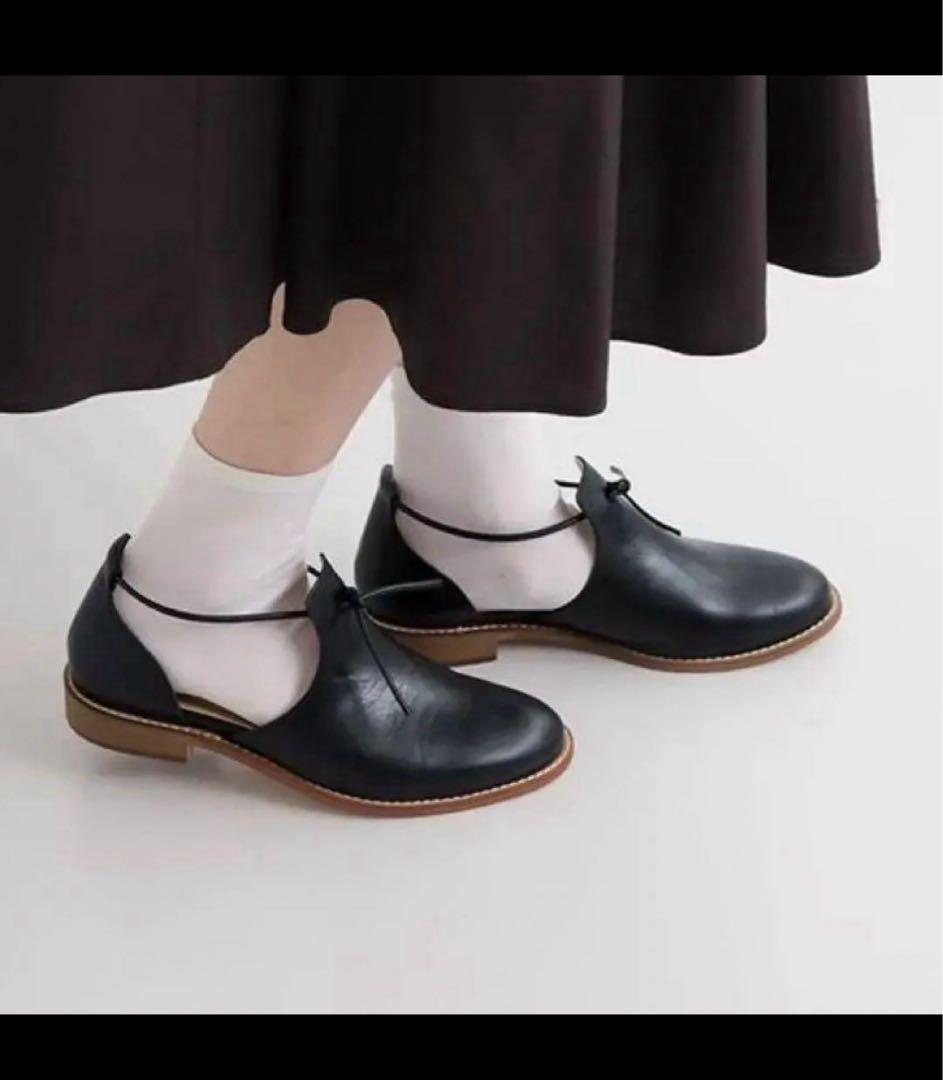 aroma de muguet 美品 シューズ 24.5 靴 紐 黒 日本製
