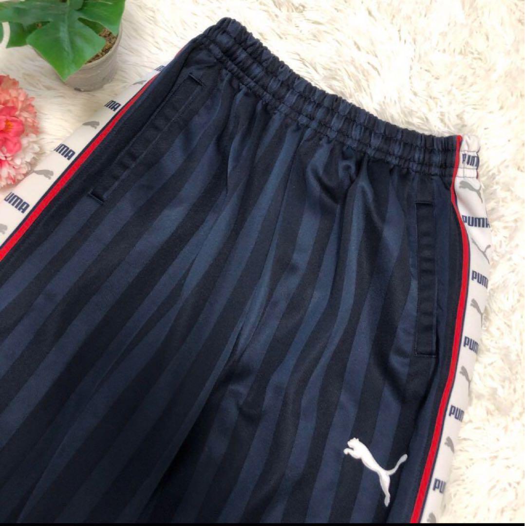 通販生活 ファッション ジャージ PUMA y2k ほぼ美品 ズボン 紺 ウエストゴム ロゴライン ウォーキング・ランニングウェア