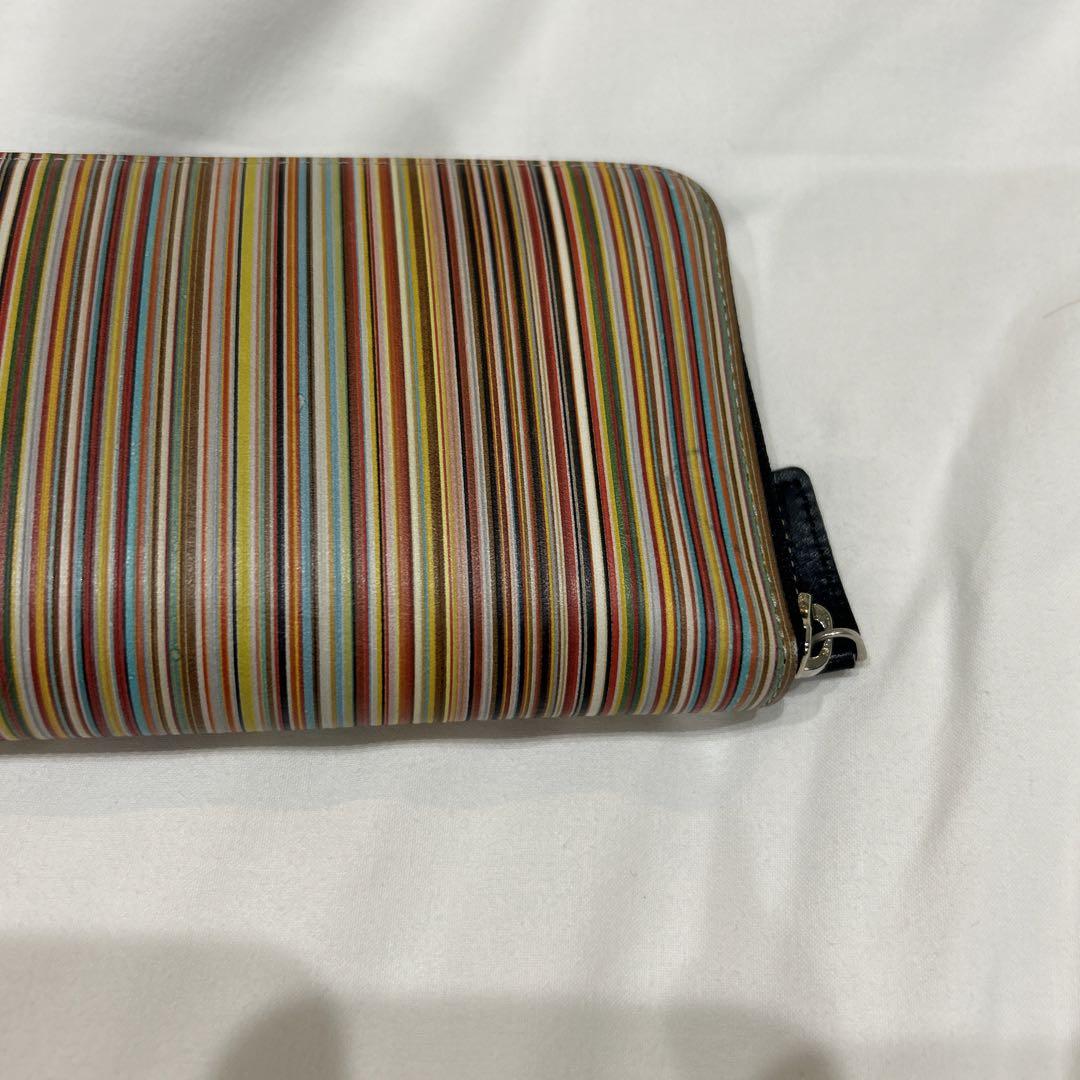 美品　ポールスミス　マルチストライプ　長財布　ラウンドジップ