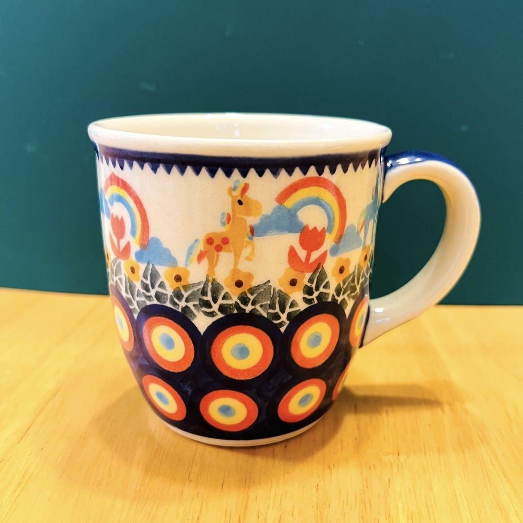 ポーリッシュポタリー マグ(大) ユニコーン レインボー 新品 未使用