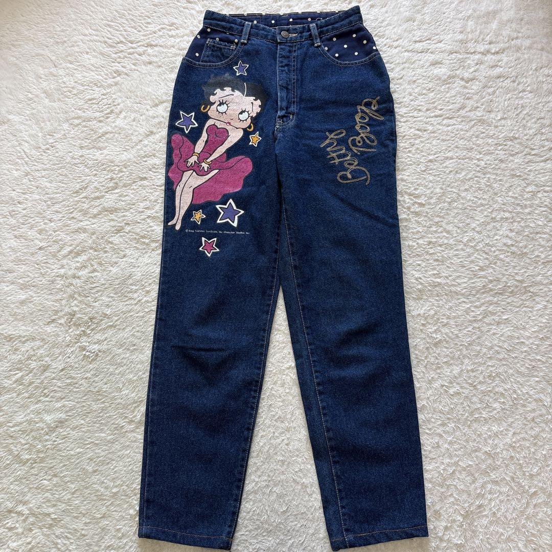 BETTY BOOP｜プリントデニムパンツ　刺繍　ドット　ベティ　ヴィンテージ