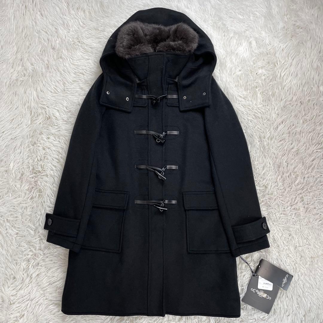 新品タグ付き RUIRUE BOUTIQUE ダウンダッフルコート 黒 兎ファー 新品タグ付き RUIRUE BOUTIQUE ダウンダッフルコート 黒 兎ファー
